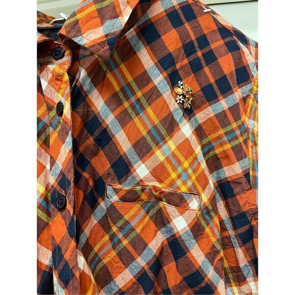 Kim Rogers Fall Plaid Embellished Button Down Tunic Top sz 1X - Picture 5 of 8